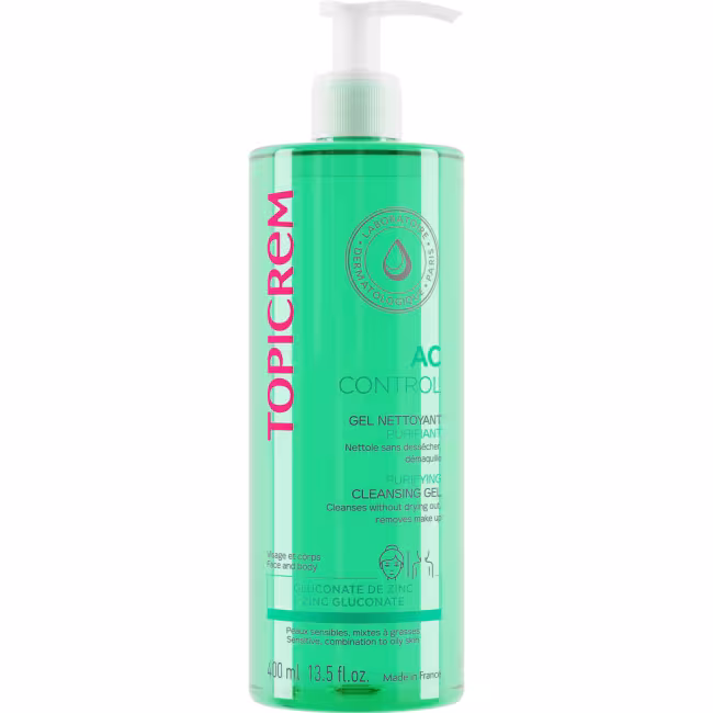 Topicrem Čistiaci gél pre mastnú a citlivú pleť AC (Purifying Cleansing Gel) 400 ml