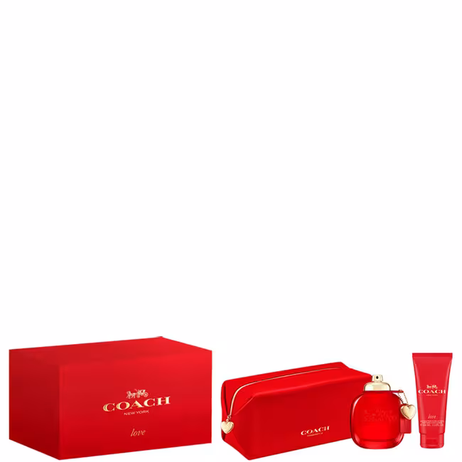 Coach Love kazeta, EdP 90 ml + TM 100 ml + kozmetická taška