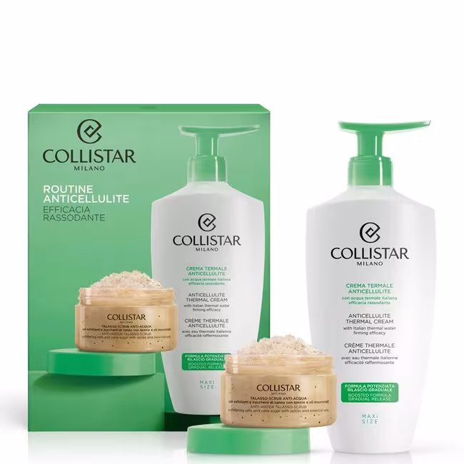 Collistar Perfect body kazeta, Spevňujúce mlieko Thermal Cream 400 ml + telový peeling Anti-Water Talasso-Scrub 150g