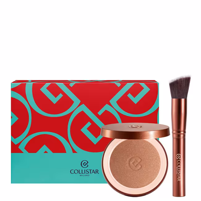 Collistar Silk Effect Bronzing Powder Bronzer kazeta, Bronzer Silk Effect Bronzing Powder Bronzer 09 Cristalli Di Sole Shimmer + Drop Brush