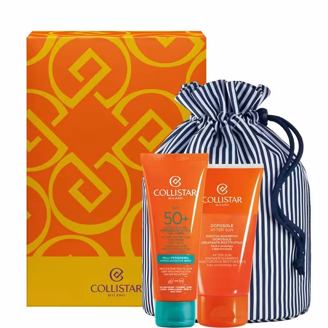Collistar Sun Linea kazeta, Active Protection Sun Cream Hyper-Sensitive Skins SPF 50 + 100 ml + After-Sun Shower Shampoo 150 ml + ko