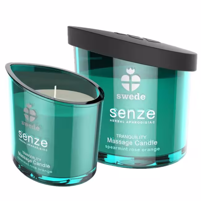 SENZE Upokojujúca masážna sviečka - mäta, ruža, pomaranč 50 ml