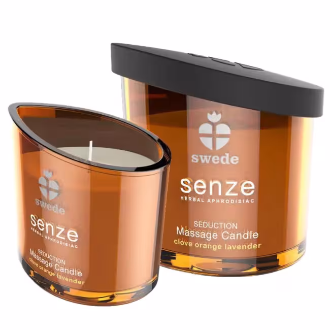 SENZE Eroticko-relaxačná masážna sviečka - klinček, pomaranč, levanduľa 50 ml