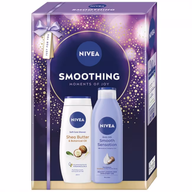 Darčeková sada NIVEA Smoothing Sprchový gél 250ml, Telové mlieko 250ml
