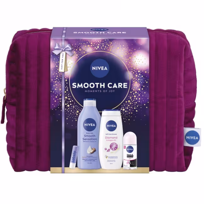 Darčeková sada NIVEA Sprchový gél 250ml, Telové mlieko 400ml, Roll-on 50ml, Labello 4,8g