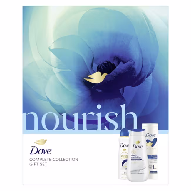 Dove Darčeková sada nourish Sprchový gél 225ml, Telové mlieko 250ml, deospray 150ml