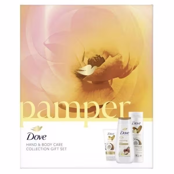 Dove Darčeková sada pamper Sprchový gél 225ml, Telové mlieko 250ml, Krém na ruky 75ml