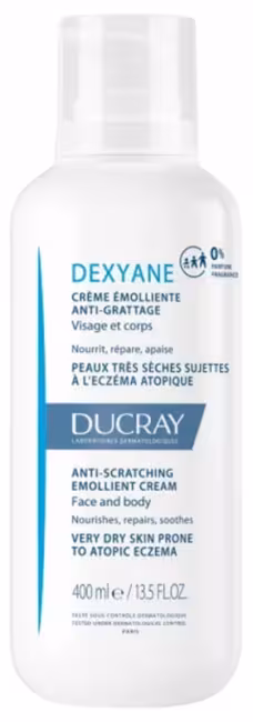 Ducray Emolienčný krém pre suchú pokožku so sklonom k atopickému ekzému Dexyane (Anti-Scratching Emollient Cream) 400 ml