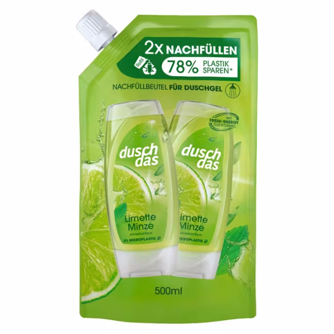 duschdas Sprchový gél Limette Minze náhradná náplň 500ml