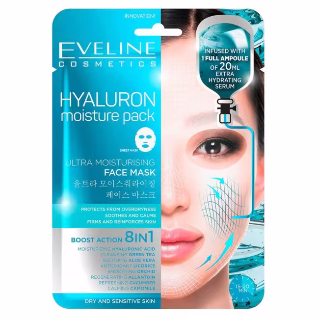 EVELINE Hyaluron Ultra hydratačná pleťová textilná maska 20 ml