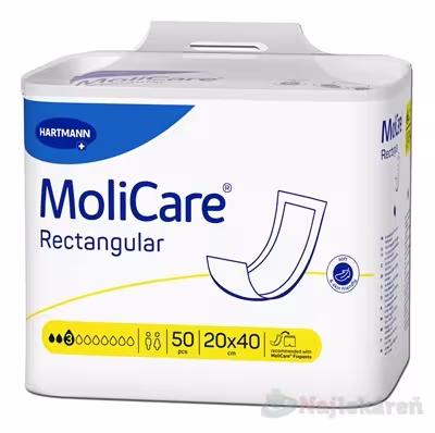 MoliCare Obdĺžnik 3 kvapky 20x40 cm absorpčné 1x50 ks