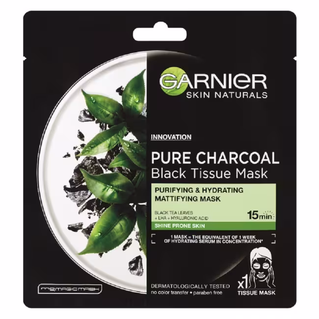 GARNIER Skin Naturals Textilná maska Pure Charcoal 32 g