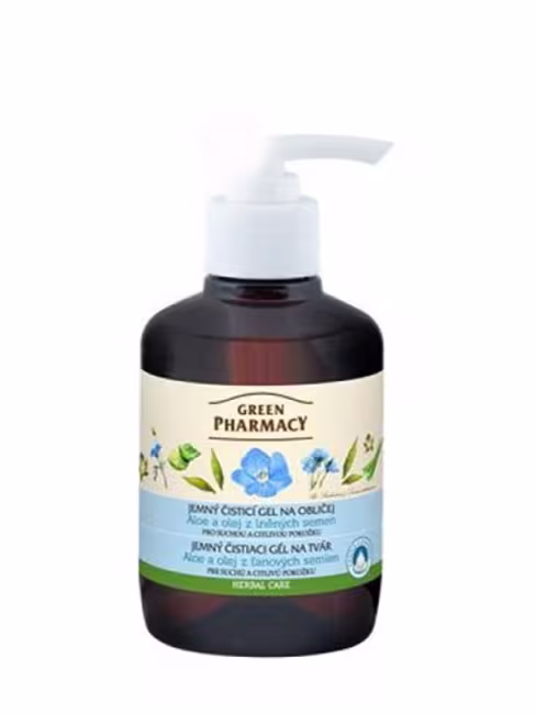 Green Pharmacy Jemný čistiaci gél na tvár - aloe a olej z ľanových semien 270ml