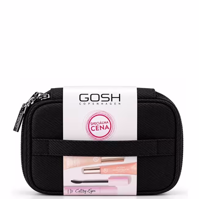 Gosh Glow Up kazeta, Glow Up 001 Pearl + Catchy Eyes Mascara Allergy 001 Black + Soft'n Tinted Lip Balm 04 Vinted Rose