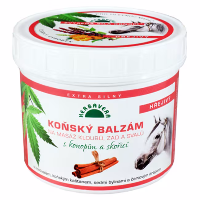 HERBAVERA Konský balzam Hrejivý s kanabisom a škoricou 500 ml