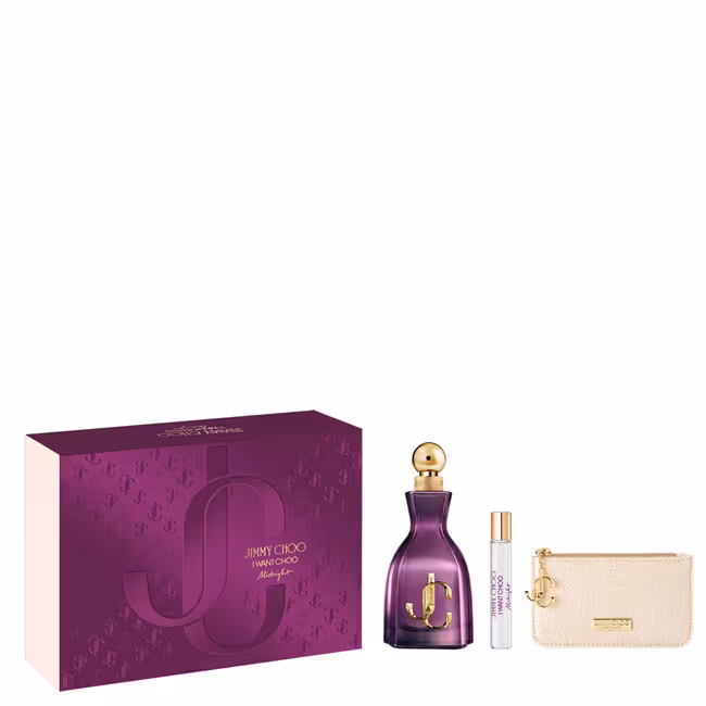 Jimmy Choo I Want Choo Midnight kazeta, EdP 100 ml + pafumovaná voda 7,5 ml + kabelka