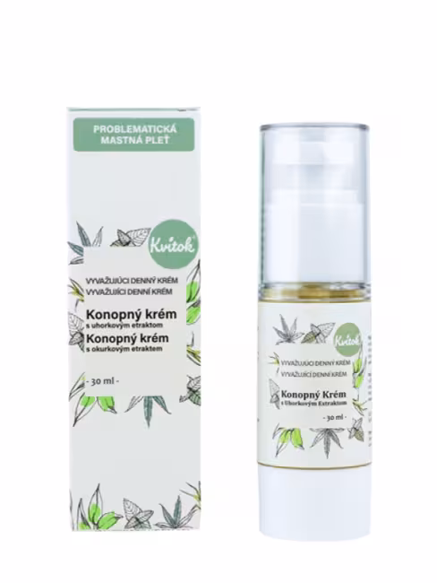 Konopný krém pre mastnú/problematickú pleť – denný KVITOK 30 ml