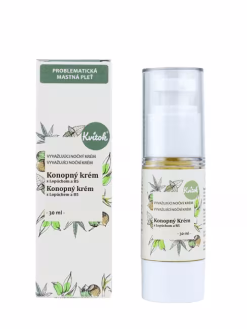 Konopný krém pre mastnú/problematickú pleť – nočný KVITOK 30 ml