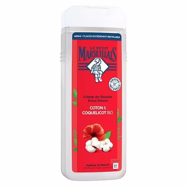 LE PETIT MARSEILLAIS BIO Sprchový krém Cotton &amp; Poppy 400ml