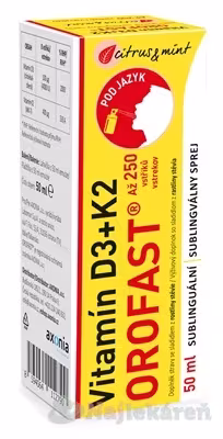 OROFAST Vitamín D3+K2 sublinguální sprej 50 ml