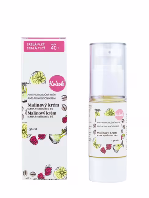 Malinový krém pre zrelú pleť (40+) – nočný KVITOK 30 ml