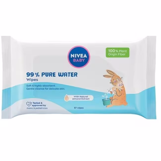 Nivea BABY detské vlhčené obrúsky 57ks 99% water