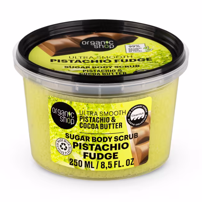 Organic Shop Jemný telový peeling Pistácie a kakaové maslo (Body Scrub) 250 ml