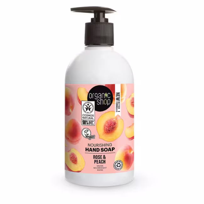 ORGANIC SHOP Vyživujúce mydlo na ruky Ruže a broskyňa 500 ml