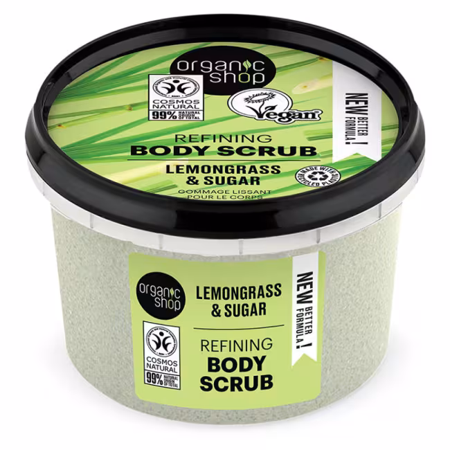 ORGANIC SHOP Zjemňujúci telový peeling Citrónová tráva a cukor 250 ml