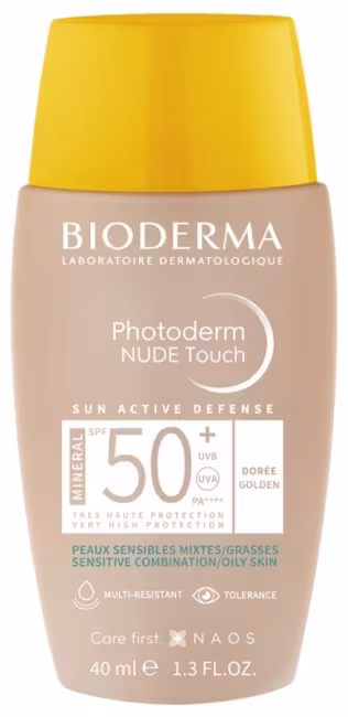 Bioderma Tónovaný fluid pre zmiešanú až mastnú pleť Photoderm Nude Touch Mineral SPF 50+ (Fluid) 40 ml Gold