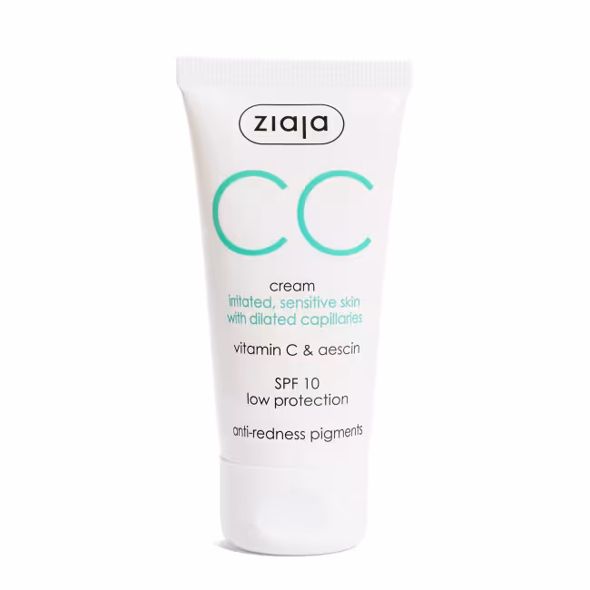 Ziaja CC krém pre podráždenú a citlivú pleť s rozšírenými žilkami SPF 10 (CC Cream) 50 ml