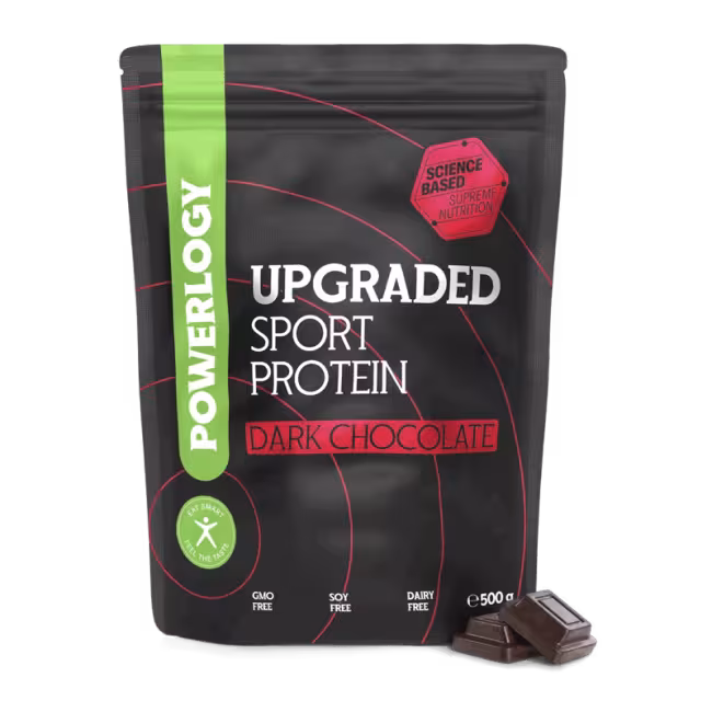 Powerlogy Upgraded Sport Protein 500 g Hovädzí proteín s kolagénom, MCT tukmi a Palatinose®, príchuť kakao