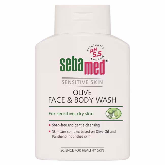 Sebamed Umývacia emulzia s olivovým olejom na tvár a telo 200 ml