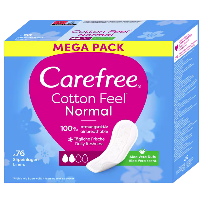 Carefree Slipové vložky s výťažkom z Aloe Vera Cotton Feel Normal 76 ks