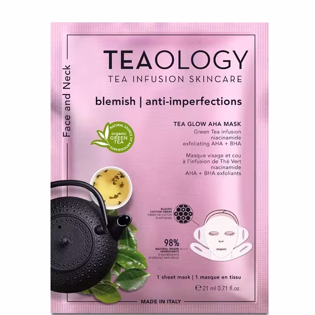 Teaology Green Tea maska 21 ml, Tea Glow AHA Mask