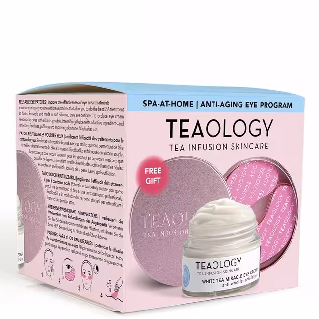 Teaology White Tea kazeta, White Tea Miracle Eye Cream 15ml + Očné náplasti