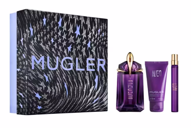 Thierry Mugler Alien – EDP 60 ml (plniteľná) + EDP 10 ml (plniteľná) + telové mlieko 50 ml