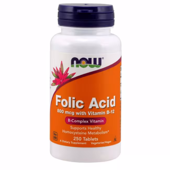 NOW Foods Folic Acid 800 mcg with Vitamin B-12
