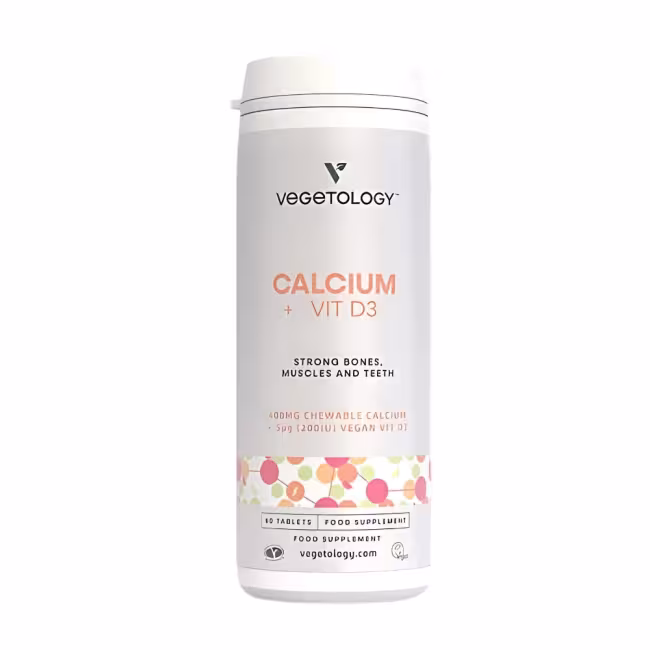 Vegetology Vápnik + Vitamín D3, 60 žuvacích tabliet