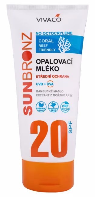 Vivaco Opaľovacie mlieko bez octocrylénu SPF 20 - Coral friendly 200 ml