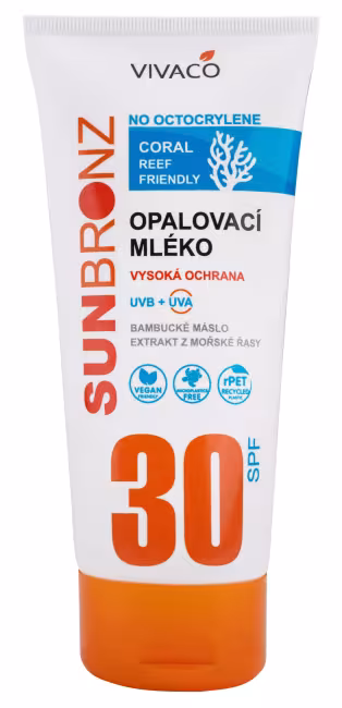 Vivaco Opaľovacie mlieko bez octocrylénu SPF 30 - Coral friendly 200 ml