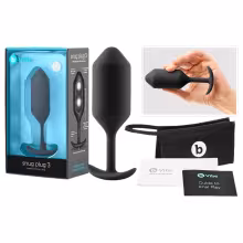 b-Vibe Snug Plug 3 - dvojitý guľôčkový análny kolík (180 g, čierny)