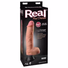 Real Feel Deluxe No.9 - realistický vibrátor s semenníkmi - telová farba