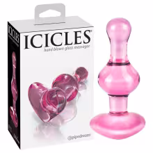 Icicles No. 75 - análny kolík srdce - sklo - ružový