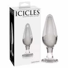 Icicles No. 26 - kužeľovitý, sklenený análny kolík (priehľadný)