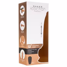 Naked Addiction - vibrátor s pohybom hore-dole - tmavý - 23 cm