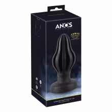 ANOS - rebrovaný mäkký análny kolík - 7 cm (čierny)