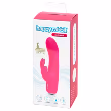 Happyrabbit - mini vibrátor s králikom - dobíjací - ružový