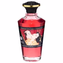 Shunga - masážny olej s hrejivým efektom - šampanské jahoda 100ml