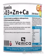 Vemica Vitamín C + D3 + Zn + Ca prášok 250 g